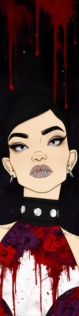 Free vampire bookmark featuring a vampire with a red scarf